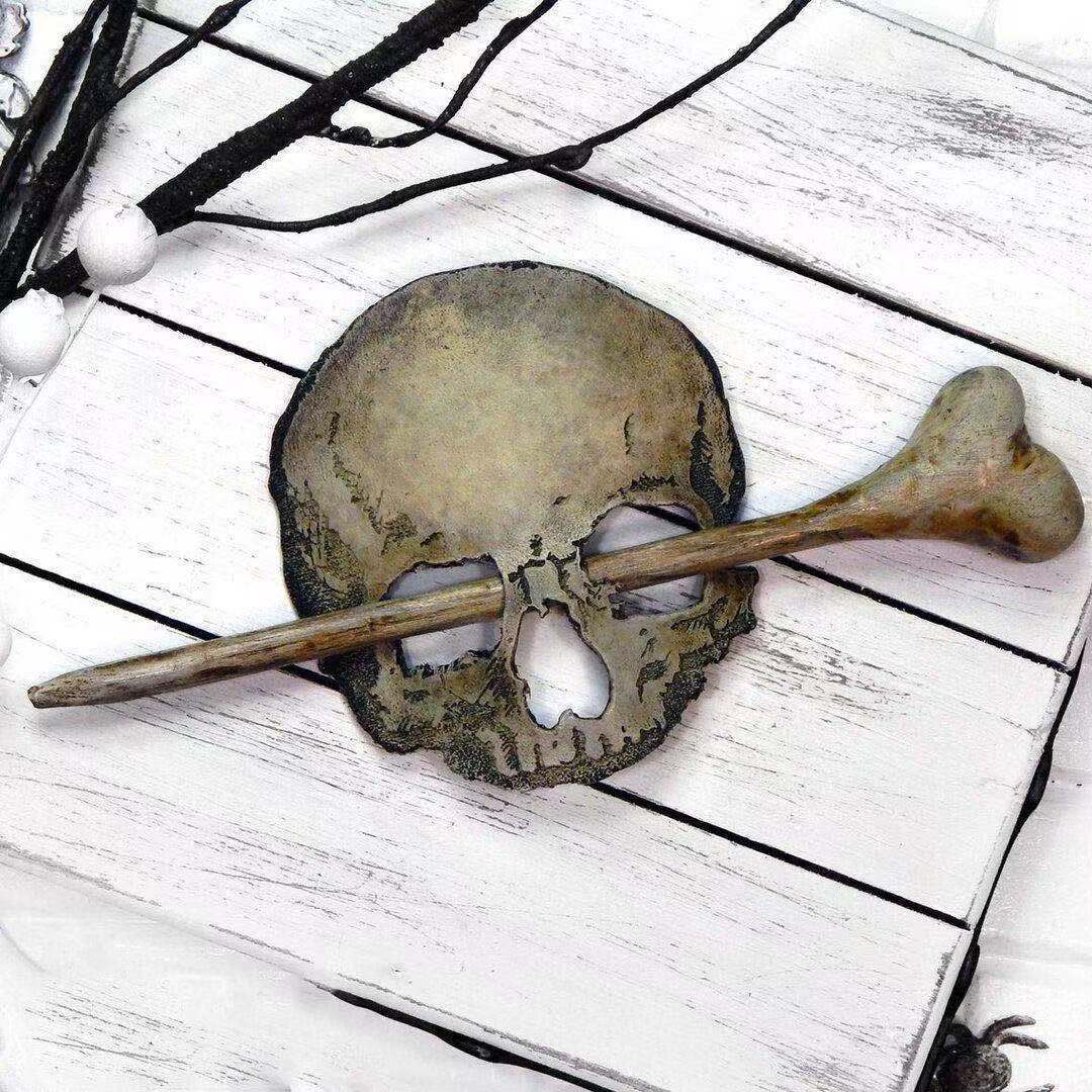 Halloween Women Vintage Gothic Skull Moth Hairpin