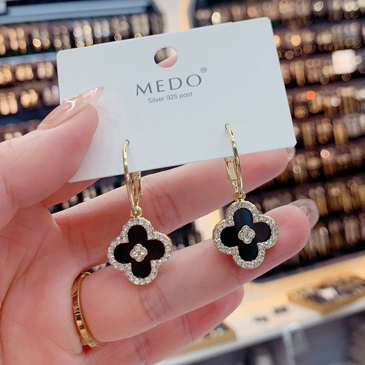 Boucles d'oreilles trèfle en zircon pour femmes