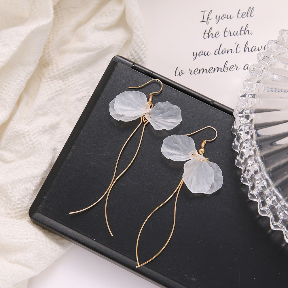 Women Fashion Elegant Solid Color Petal Drop Earrings
