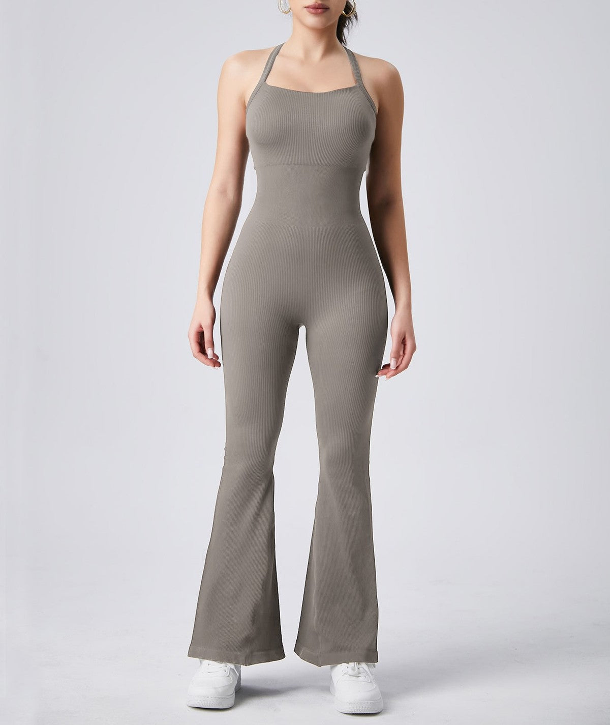 Women Fashion Solid Color Halter-Neck Jumpsuits