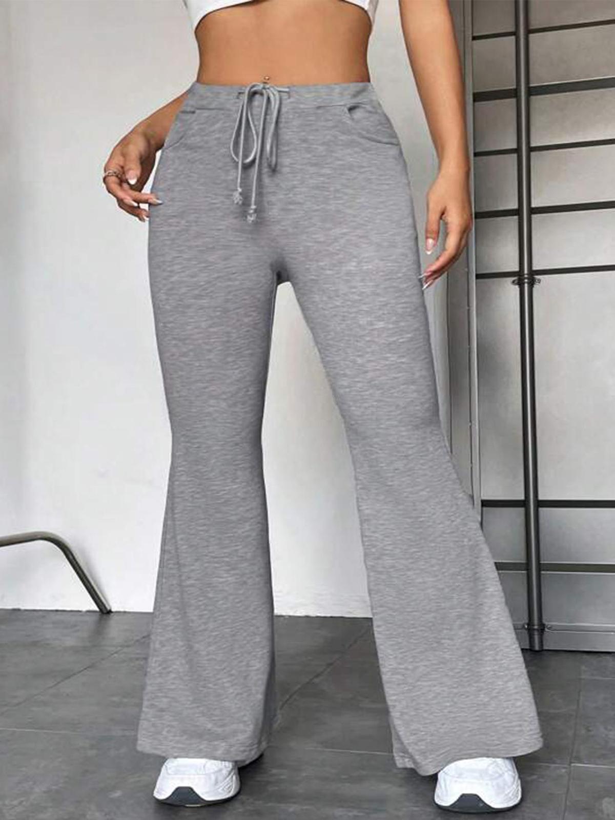 Pantalones acampanados con cordón y retazos de talla grande informales a la moda para mujer