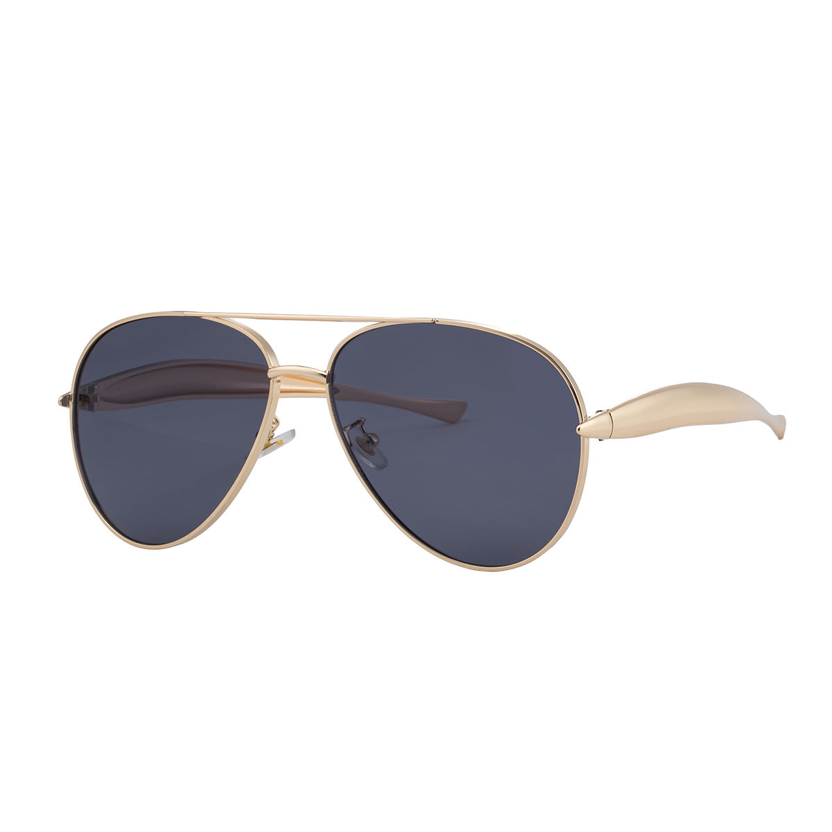 Lunettes de soleil à monture large en métal de couleur unie pour femmes