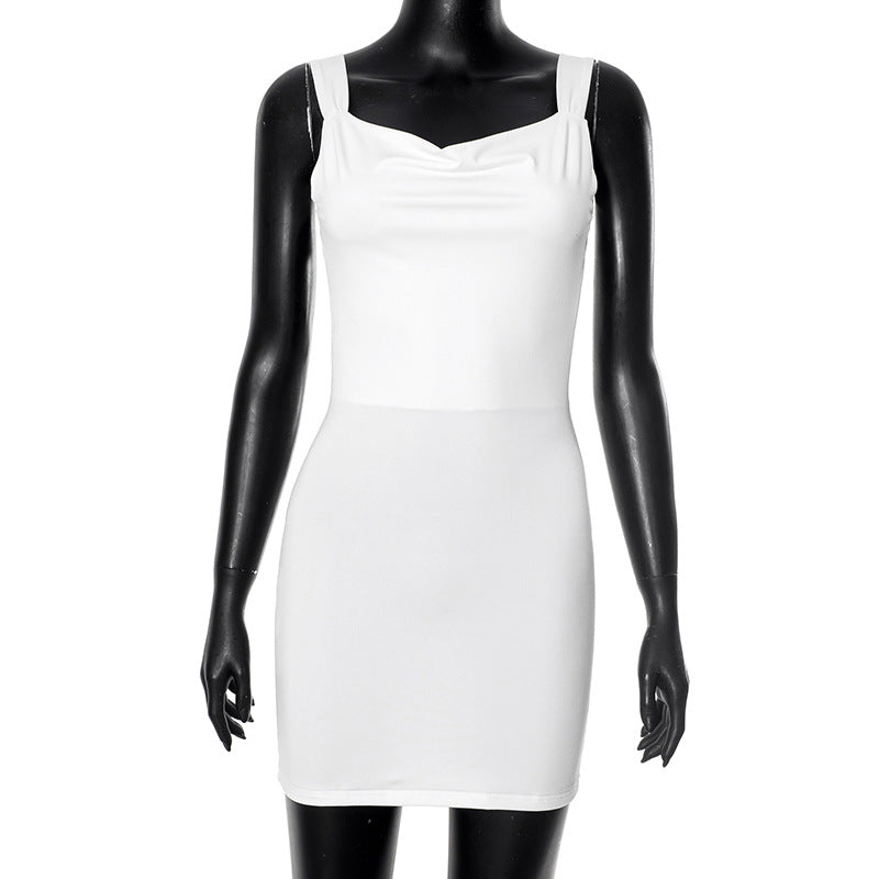 Robe dos nu sexy de couleur unie pour femmes