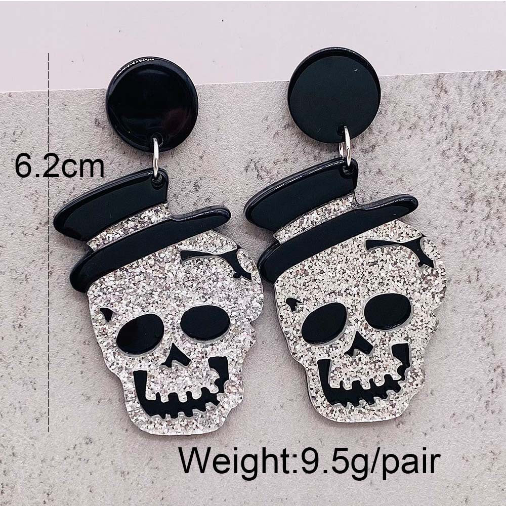 Halloween Women Fashion Acrylic Horror Skull Earrings