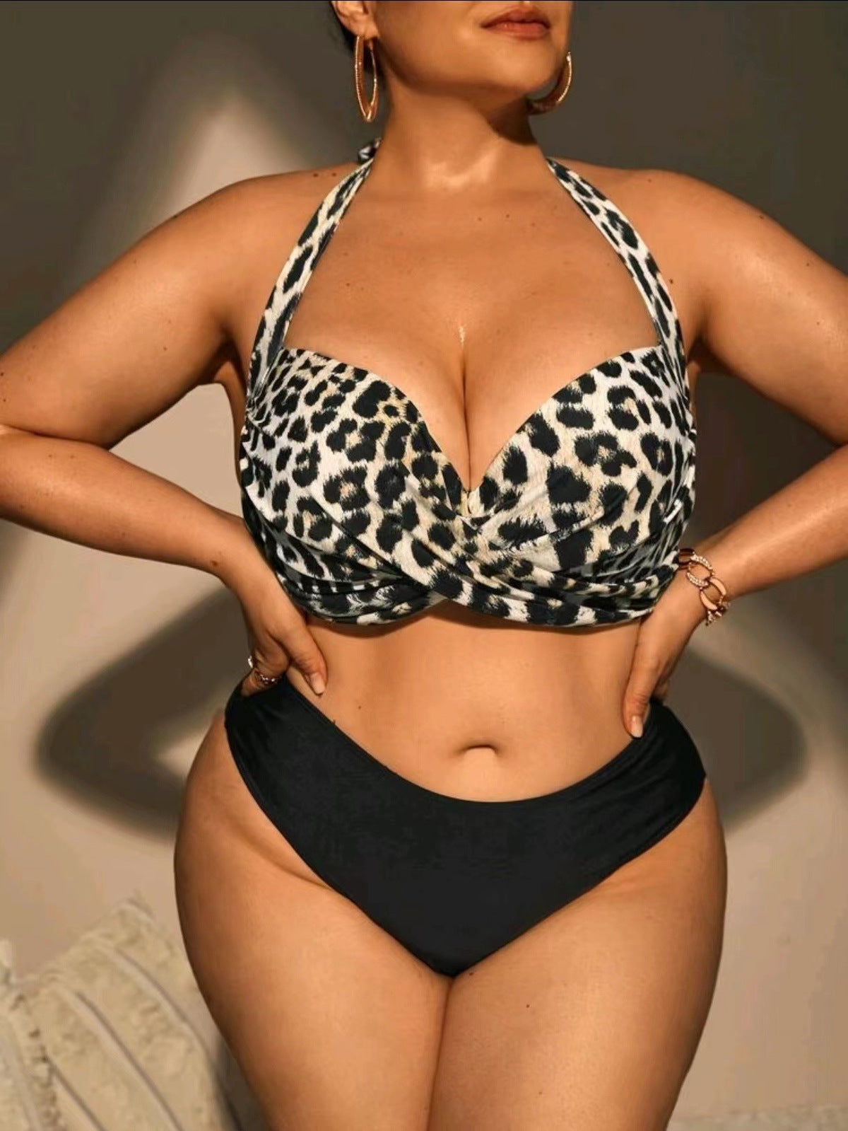 Plus Size Women Sexy Leopard Print Swimwear