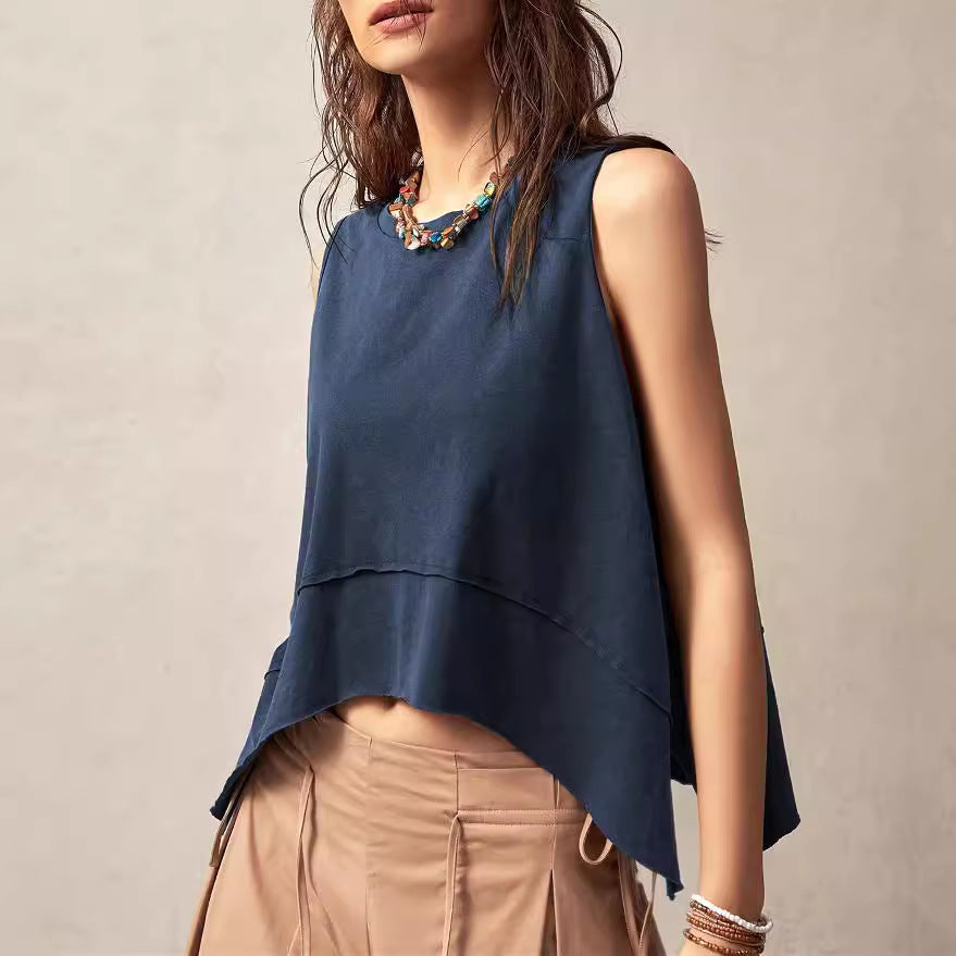 Camiseta sin mangas holgada irregular informal para mujer
