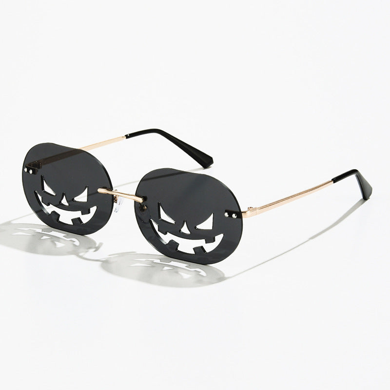 Gafas de sol unisex personalizadas sin marco con forma de calabaza de Halloween