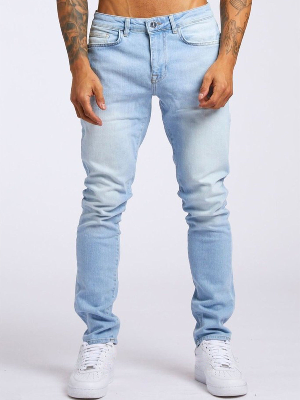 Men Fashion Basic Slim-Fit High Waist Jeans