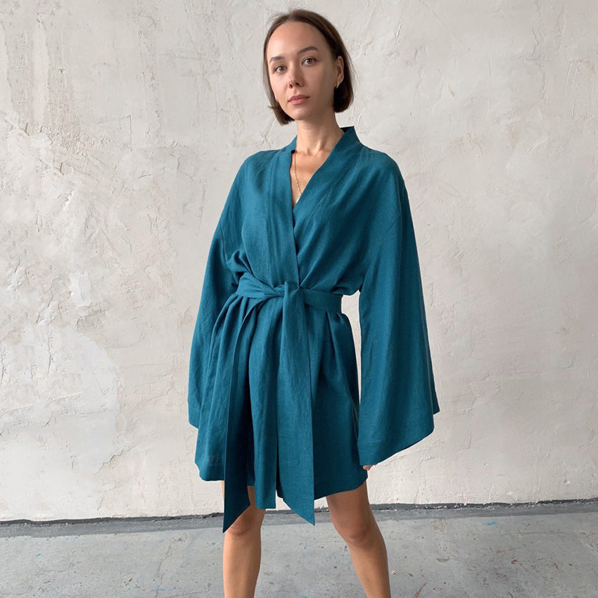 Autumn Women Fashion Cotton And Linen Pajamas