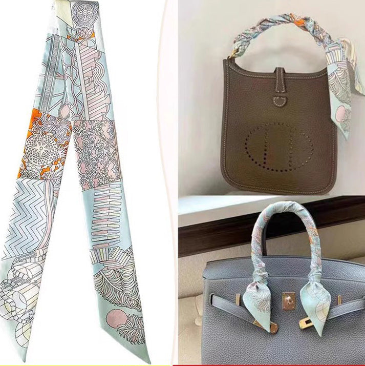 Fashion Printed Ribbon Tie Bag Handle Scarf