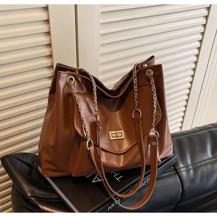 Bolso de mano retro sencillo e informal de gran capacidad para mujer