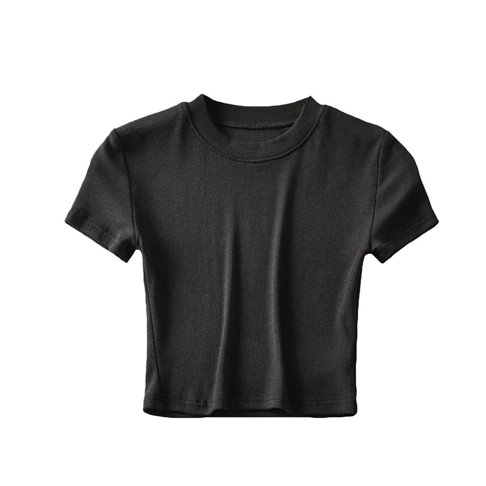 Summer Women Casual Solid Color Blank T-Shirt