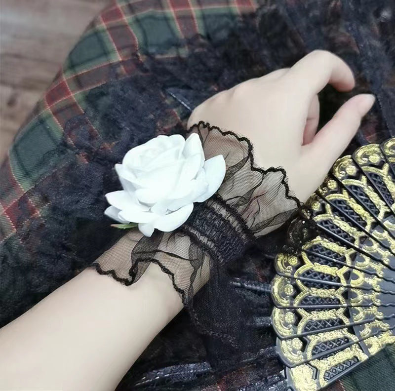 Robe gothique Lolita d'Halloween en dentelle avec manches roses