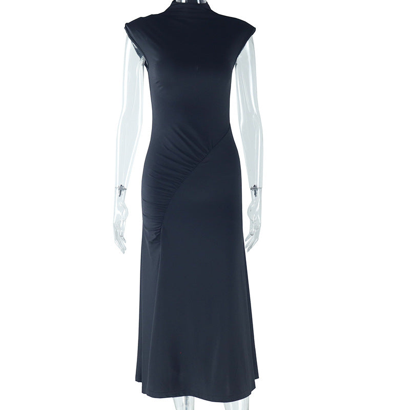 Vestido midi elegante de color liso irregular a la moda para mujer