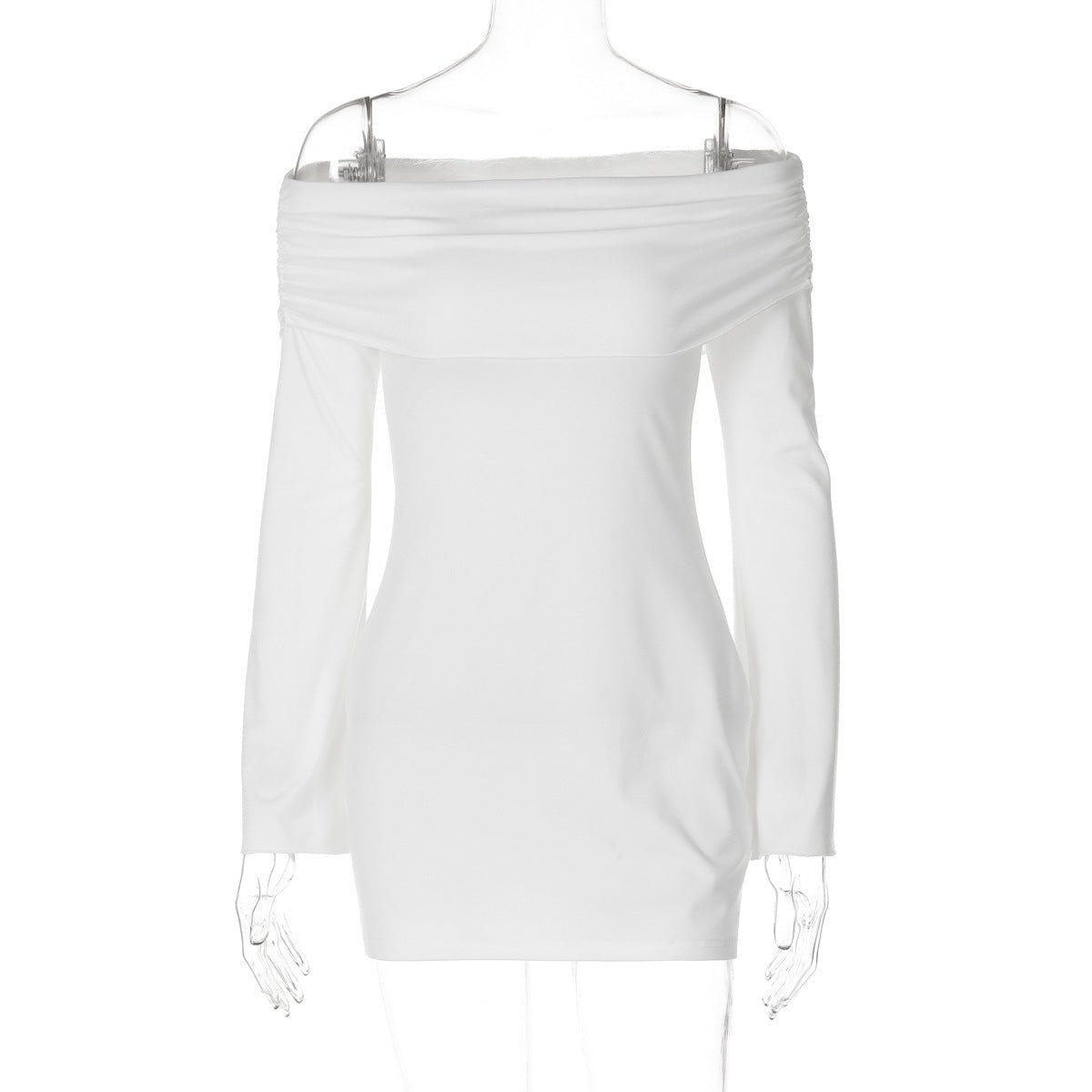 Women Fashion Sexy Solid Color Off Shoulder Dress