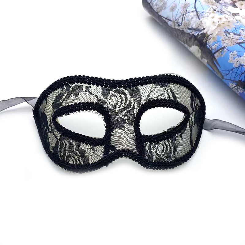 Masque d'Halloween demi-visage en dentelle à tête plate pour femme