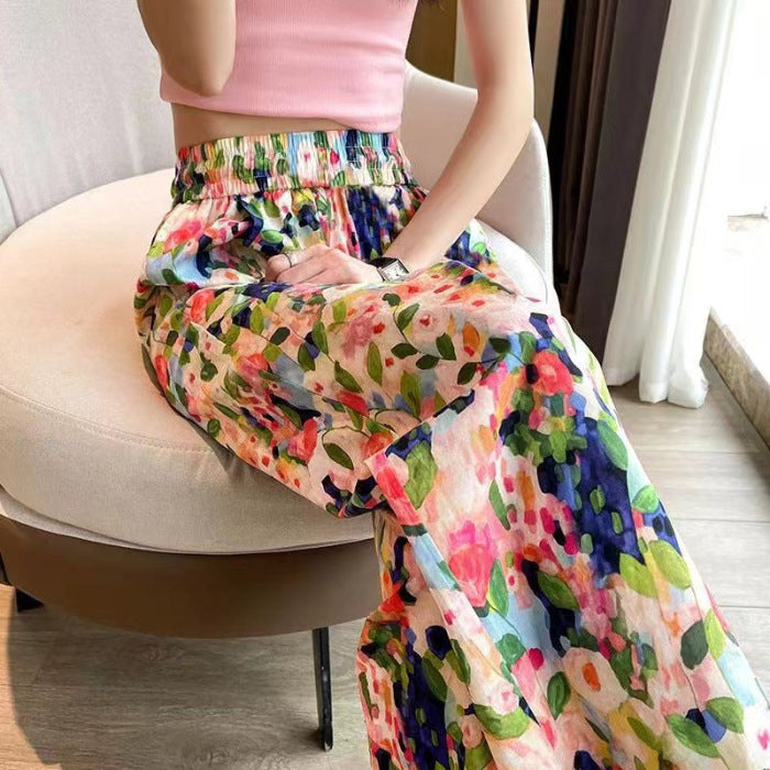 Women's Floral Print High Waist Wide Leg Pants