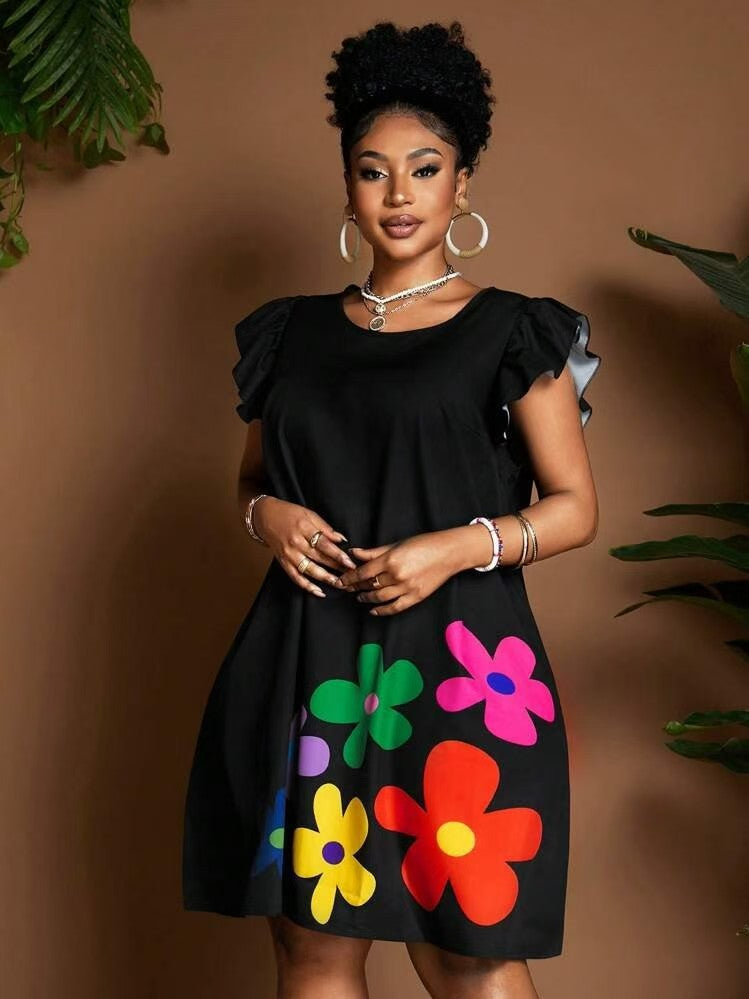 Women Fashion Casual Floral Printed Dress
