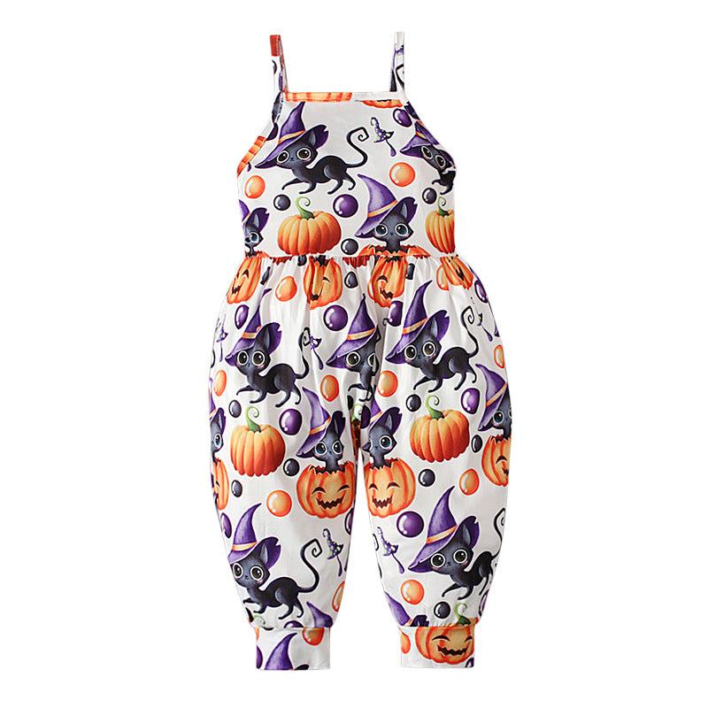 Kids Toddler Girls Boys Summer Casual Pumpkin Jumpsuit