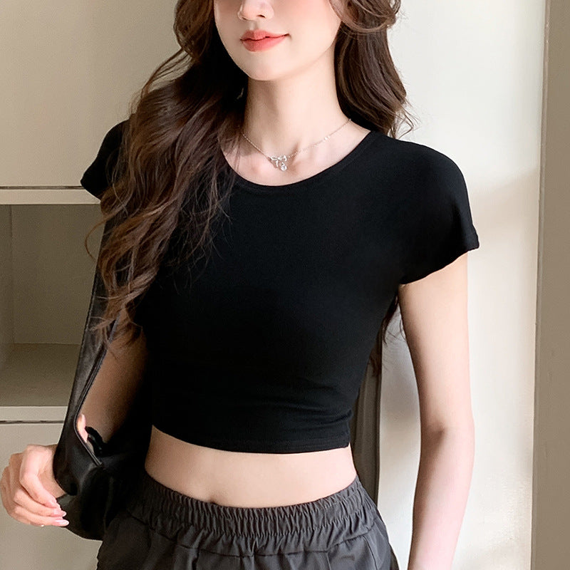 Camiseta básica informal de verano para mujer con corte ajustado