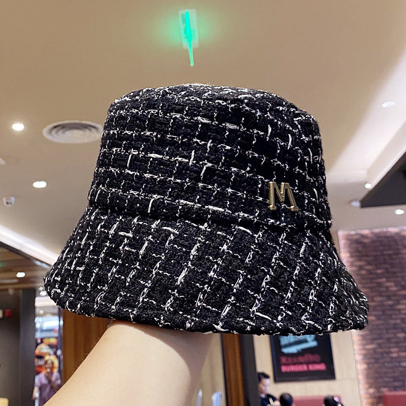 Sombreros de pescador vintage con letra M de metal para mujer