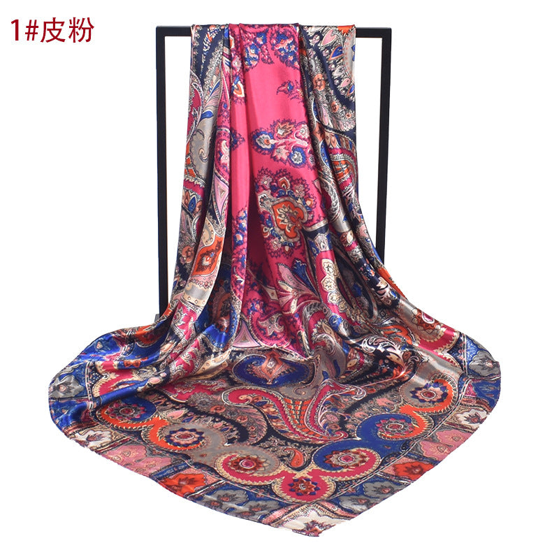 Bufanda cuadrada con estampado de cachemira de verano para mujer de 90 cm