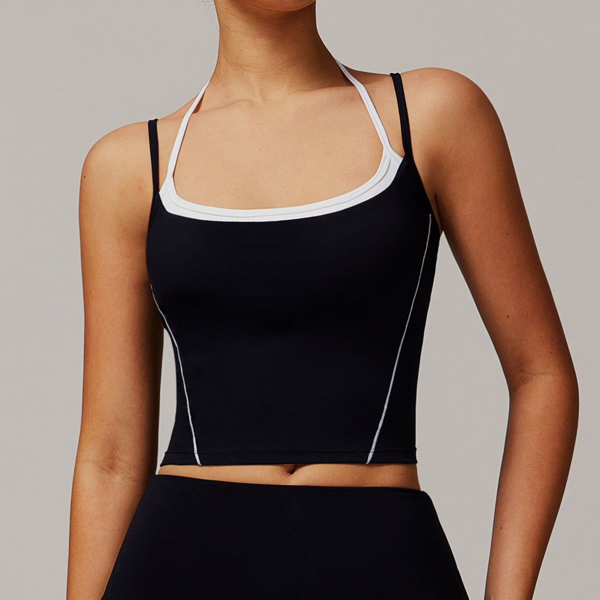 Top deportivo de yoga en contraste para mujer