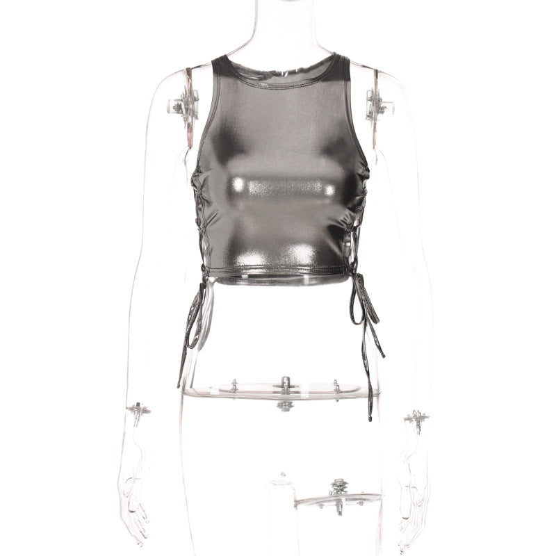 Women Fashion Sexy Side Strap Sleeveless Cropped Top