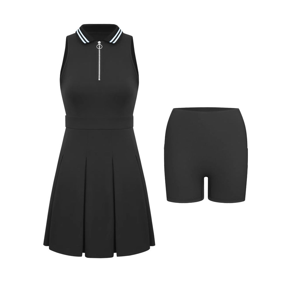 Women Fashion Casual Contrast Color Tennis Dress Set