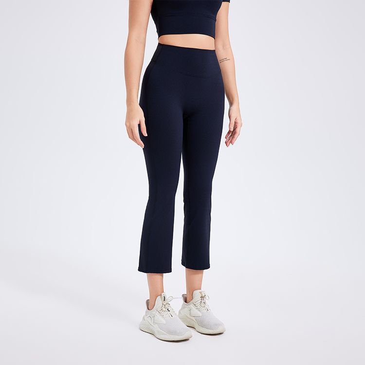 Pantalon de yoga taille haute décontracté pour femme, couleur unie