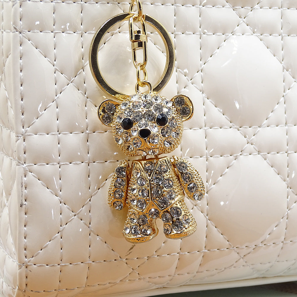 Fashion Creative Alloy Rhinestone Bear Key Chain Pendant