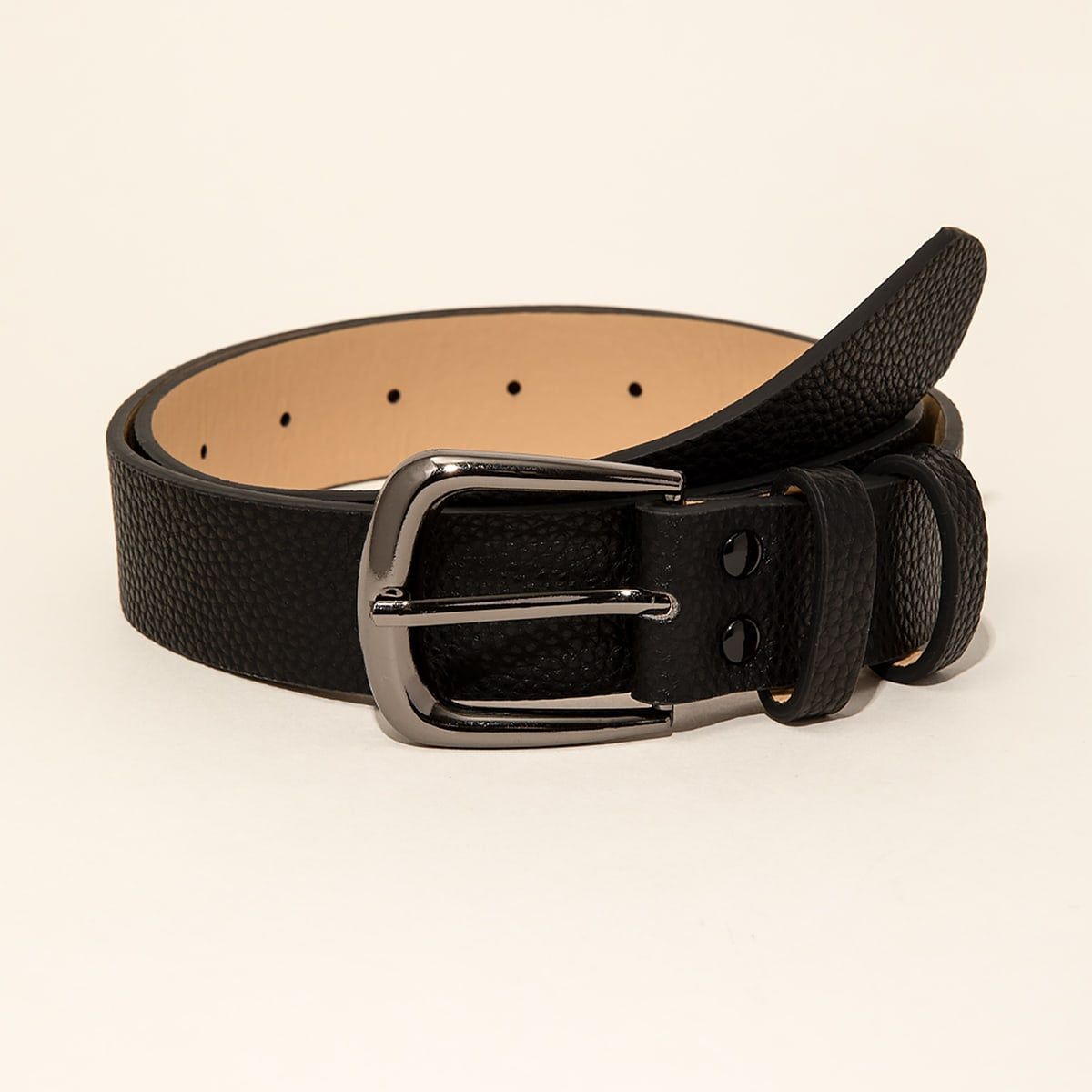 Ceinture à boucle simple à motif litchi pour femme