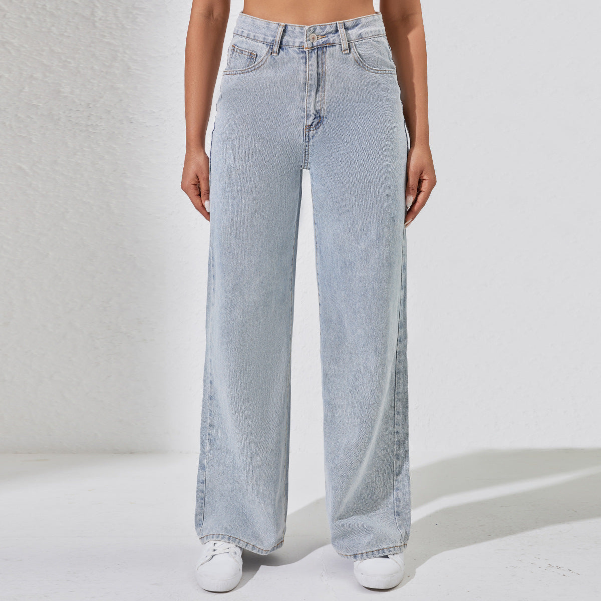 Women Casual High Waist Wide Leg Denim Jeans