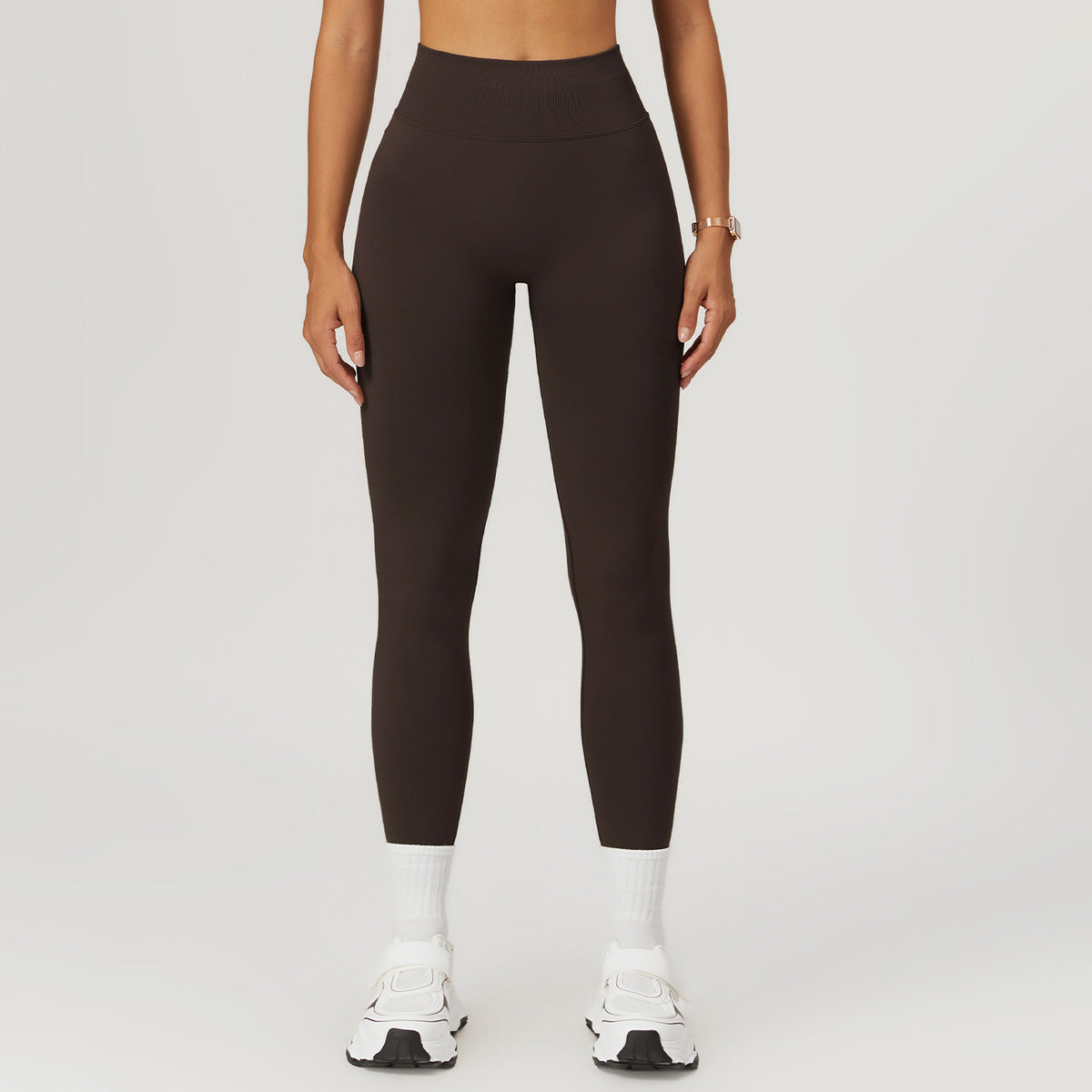 Leggings deportivos de cintura alta de color liso para mujer