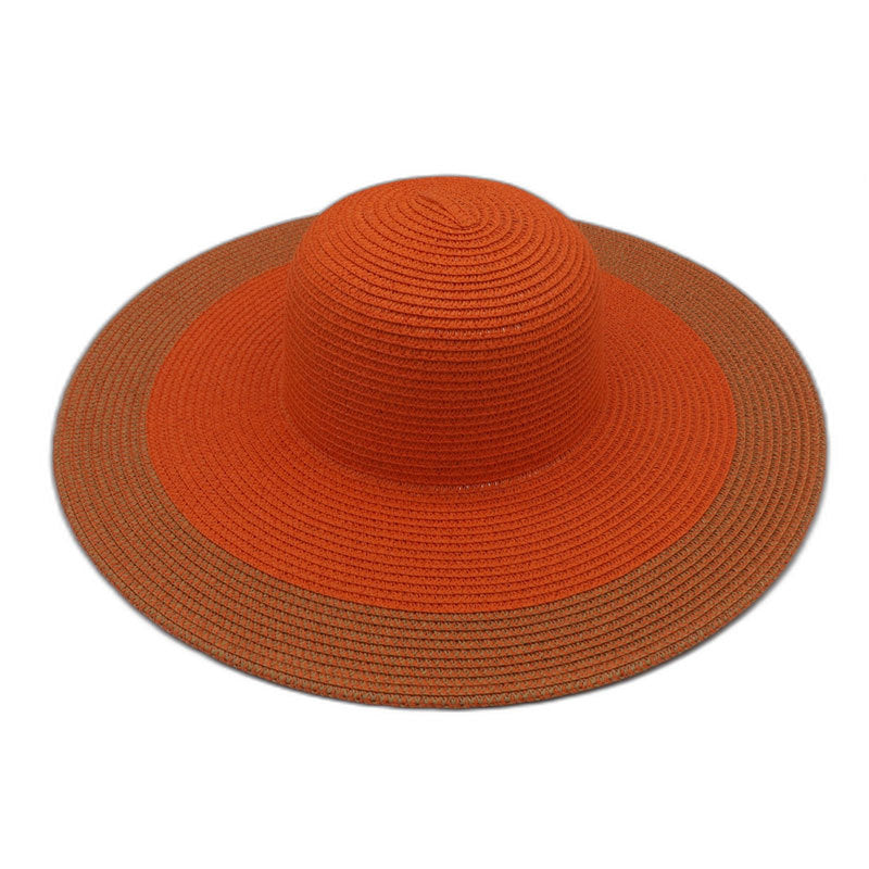 Sombrero de playa de ala grande tejido de paja de moda para mujer