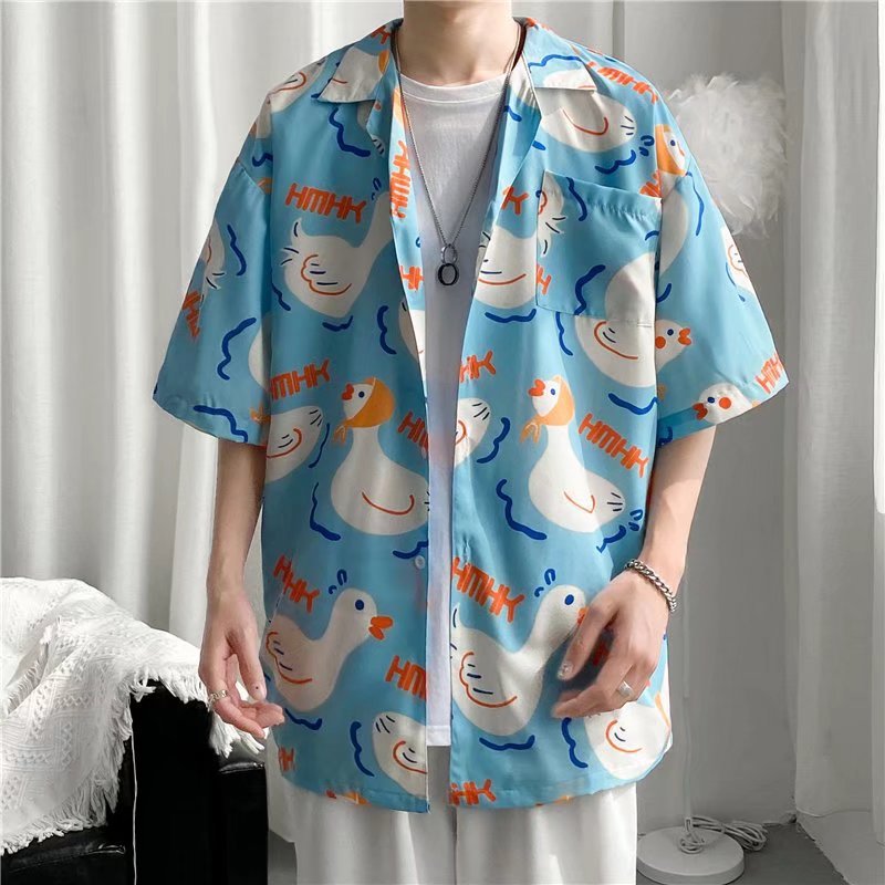 Men Casual Vintage Vacation Tiny Flower Print Shirt