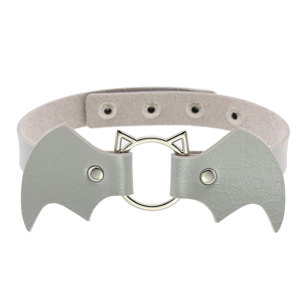 Halloween Women Gothic Bat Pu Leather Chokers