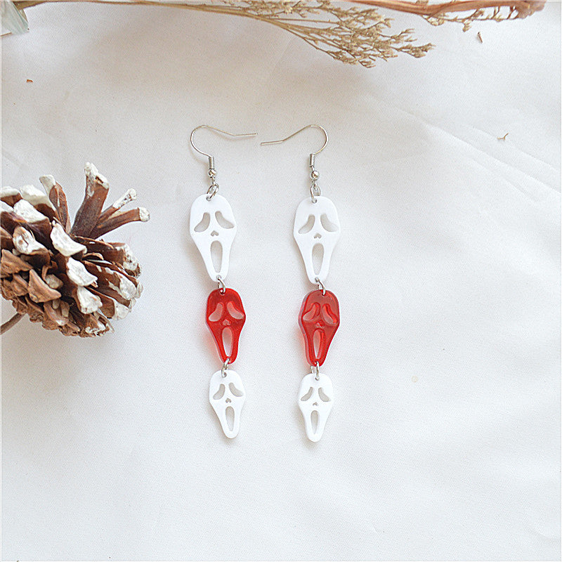Pendientes colgantes de acrílico con diseño de esqueleto de Halloween para mujer