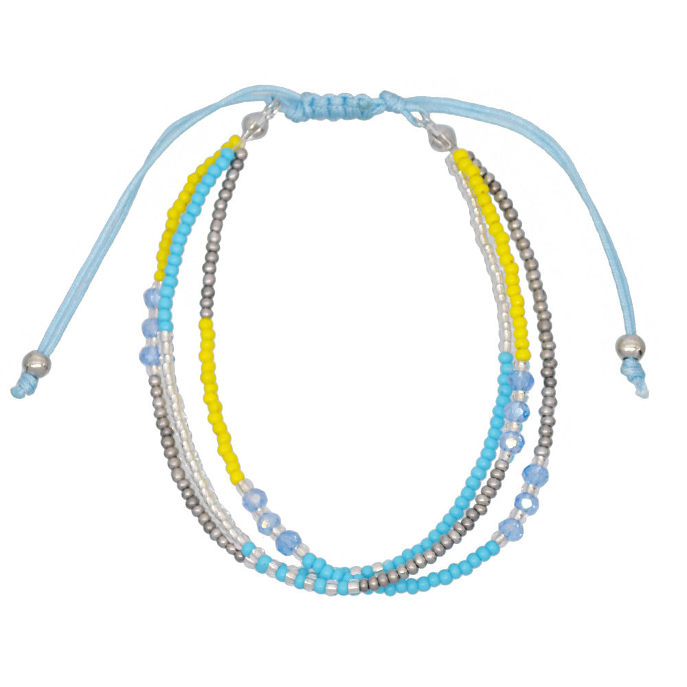 Pulsera bohemia multicolor de tres capas con cuentas, hecha a mano