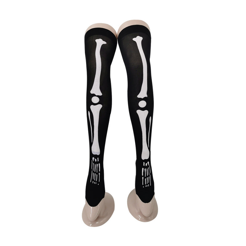 Women Funny Halloween Skeleton Bat Spider Web Stockings