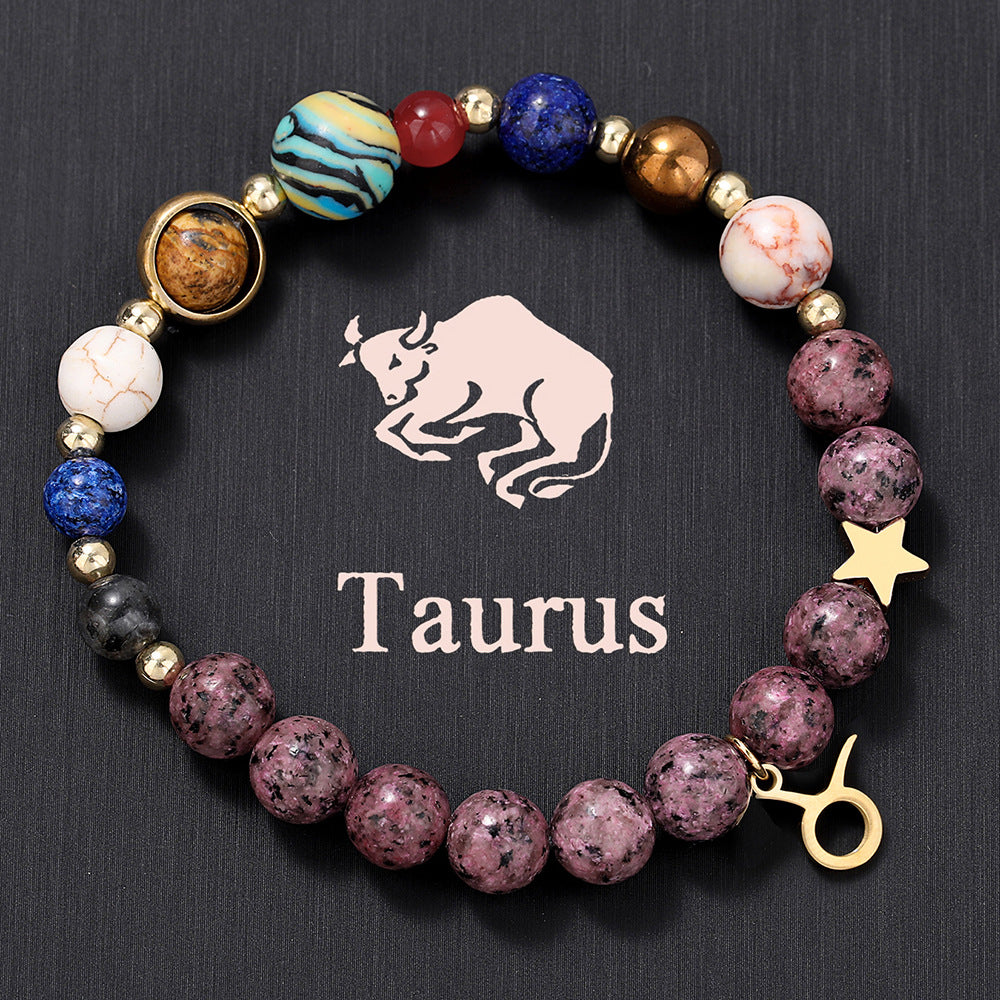 Fashion 12 Constellation Stainless Steel Beaded Bracelet