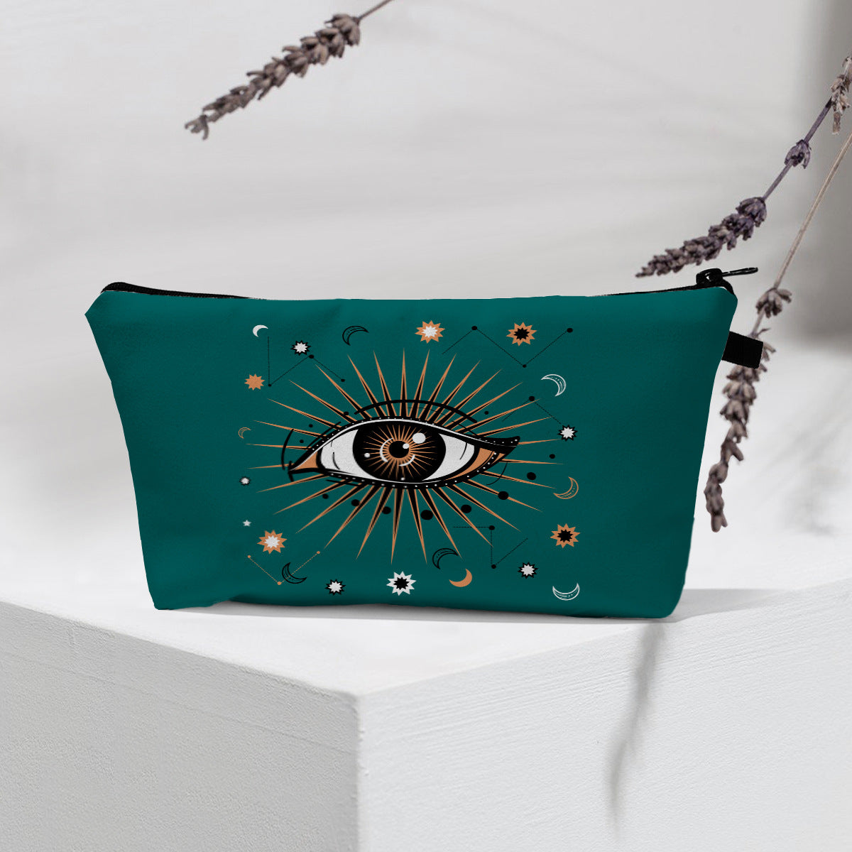 Bolsa de cosméticos portátil con diseño de mal de ojo para mujer