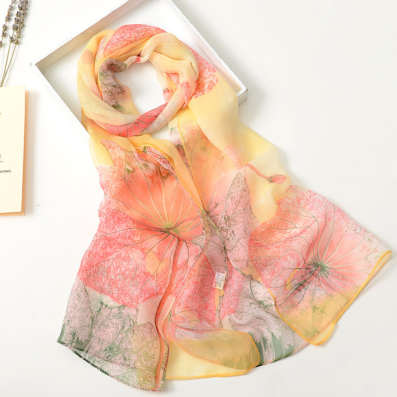 Bufanda con estampado de flor de ciruelo suave de Easide Beach con protector solar de verano