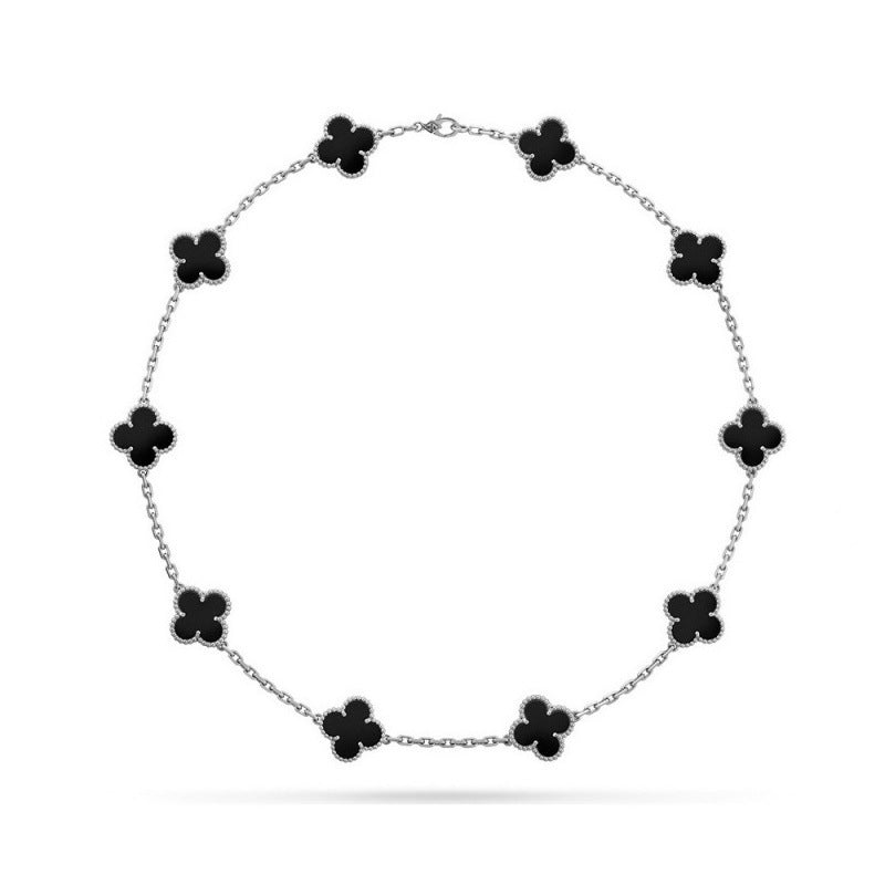 Collar de trébol de cuatro hojas de doble cara para mujer