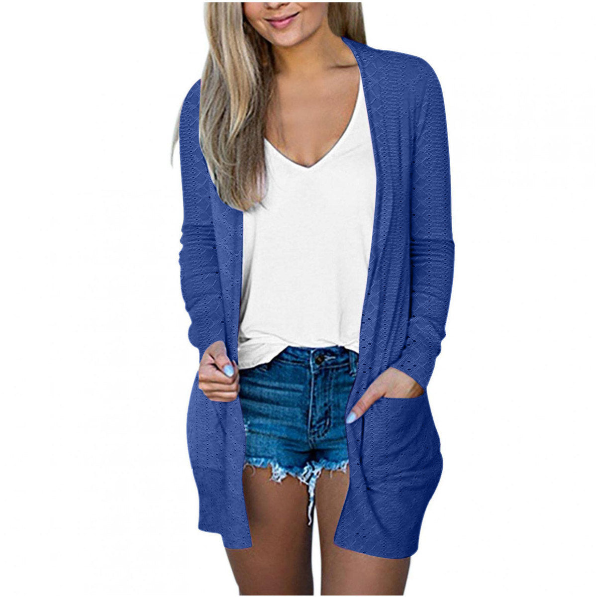 Manteau décontracté à manches longues pour femme, couleur unie