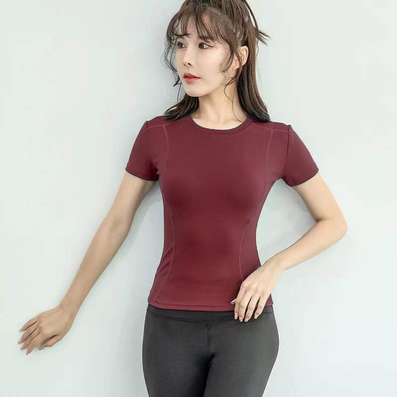 T-shirt de sport décontracté à col rond pour femme