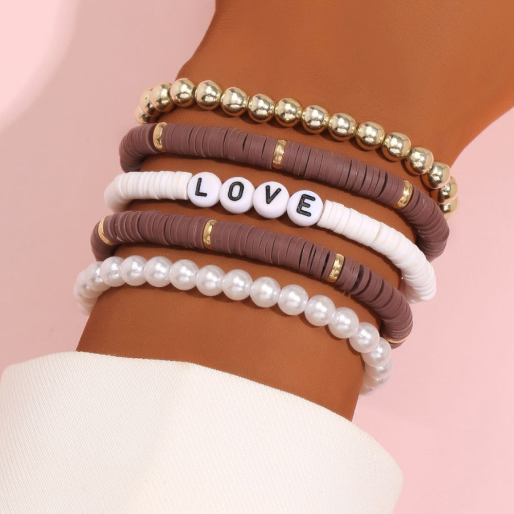 Unisex Bohemian Colorful Polymer Clay Bracelet Set