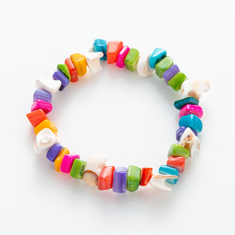 Bohemian Multicolor Irregular Stones Conch Bracelet