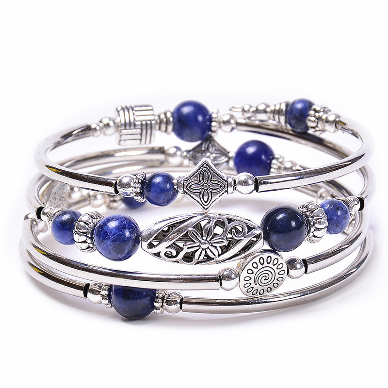 Pulsera bohemia de cuentas de piedra natural para mujer