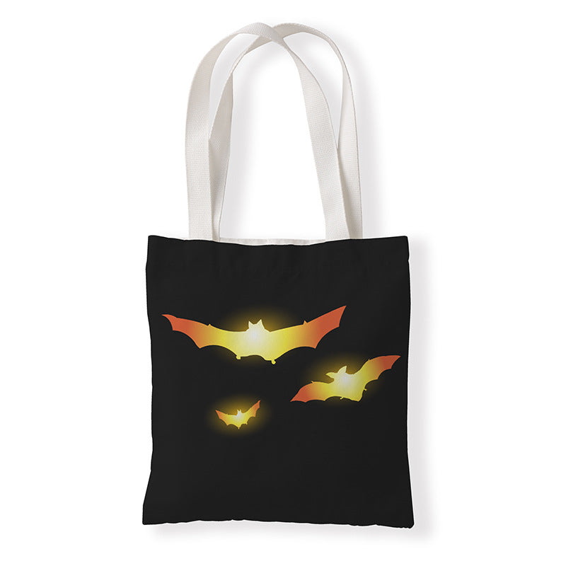 Bolsa de lona con estampado de calabaza divertida de dibujos animados de Halloween